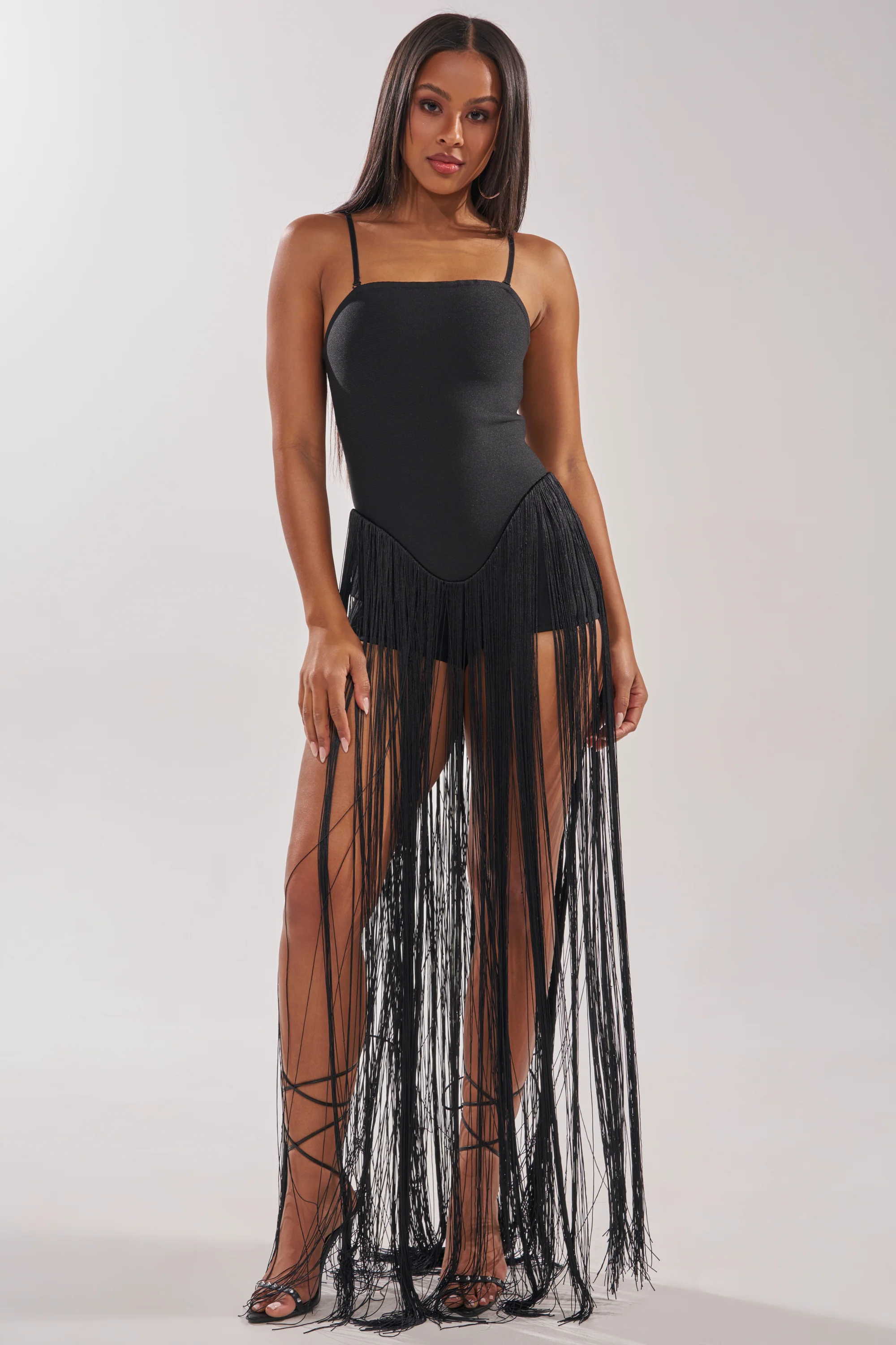 TRY ME STRAPLESS FRINGE MAXI DRESS - Akira Wear