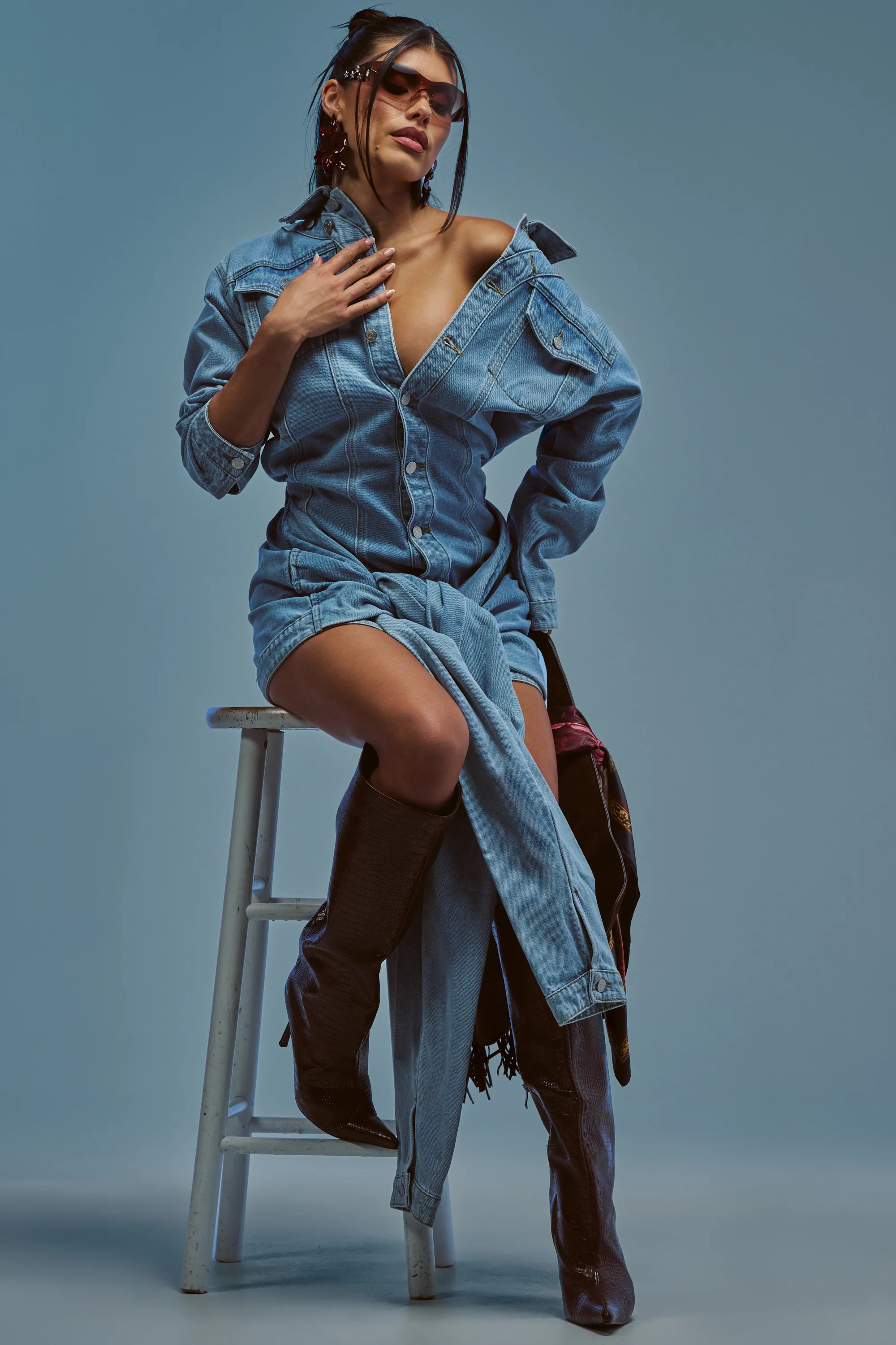 MAGNETIC ENERGY DENIM MINI DRESS - Akira Wear