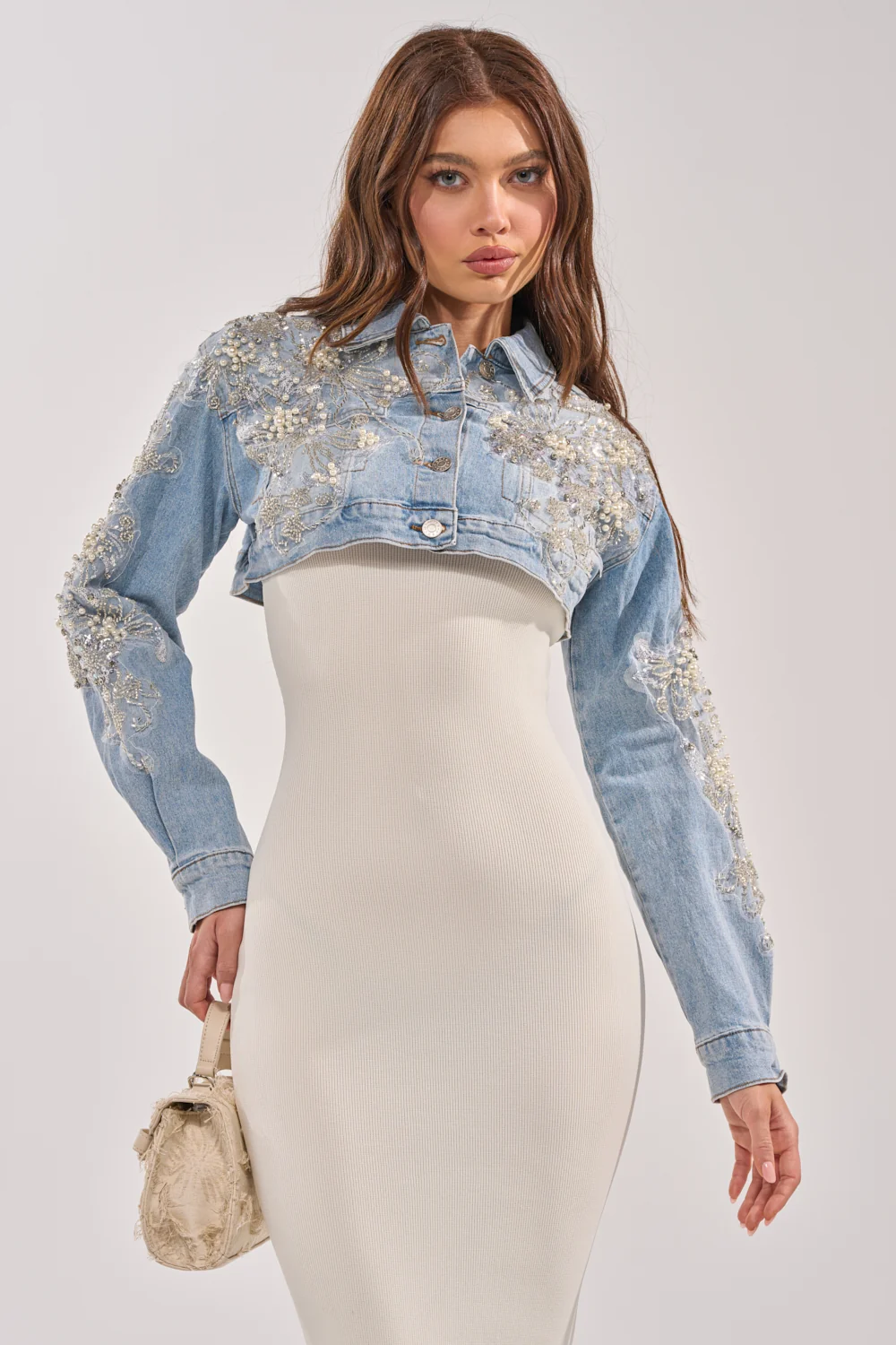 BILLIONAIRE BELLE EMBELLISHED DENIM JACKET - Akira Wear