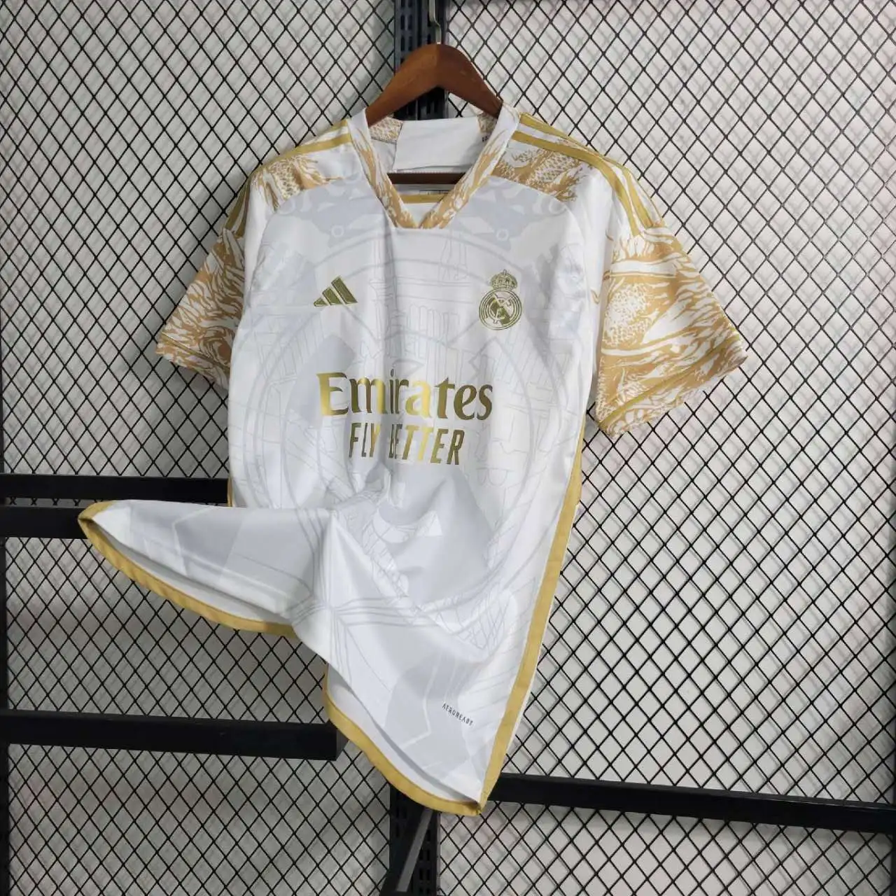 Real Madrid Soccer Jersey Golden & White Custom Shirt 2023/24 - Jersey