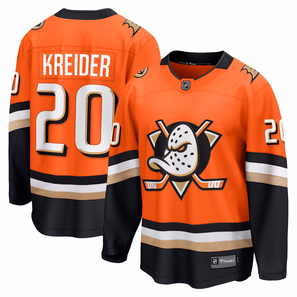 Men's Anaheim Ducks Chris Kreider Fanatics Orange Home Breakaway Jersey - Jersey