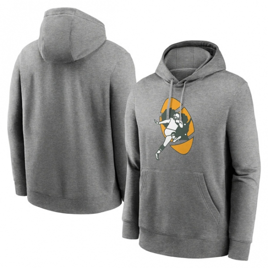 Men's Green Bay Packers Heather Gray Primary Logo Long Sleeve Hoodie - Jersey