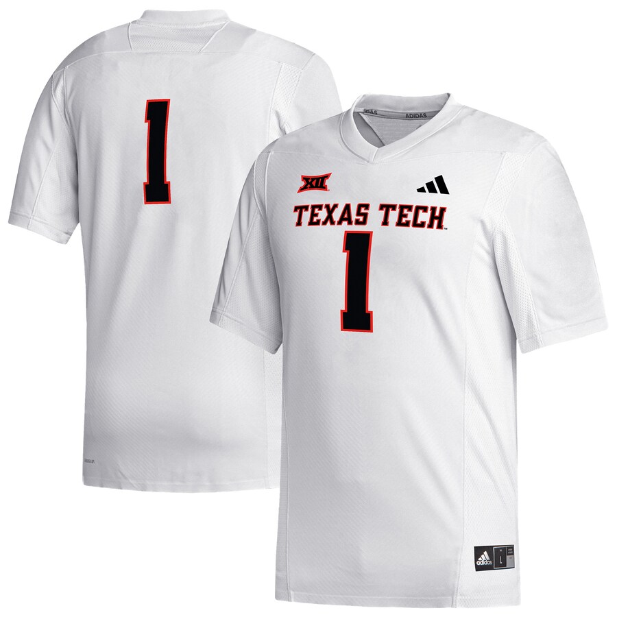 Men's adidas #1 White Texas Tech Red Raiders Replica Football Jersey - Jersey