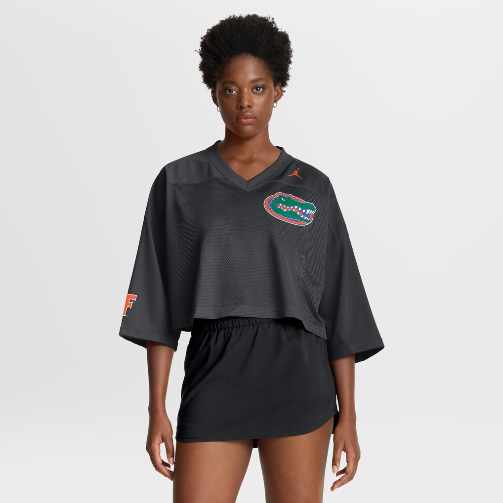 Women's Jordan Brand Black Florida Gators Cropped Mesh Dri-FIT Fashion Jersey - Jersey