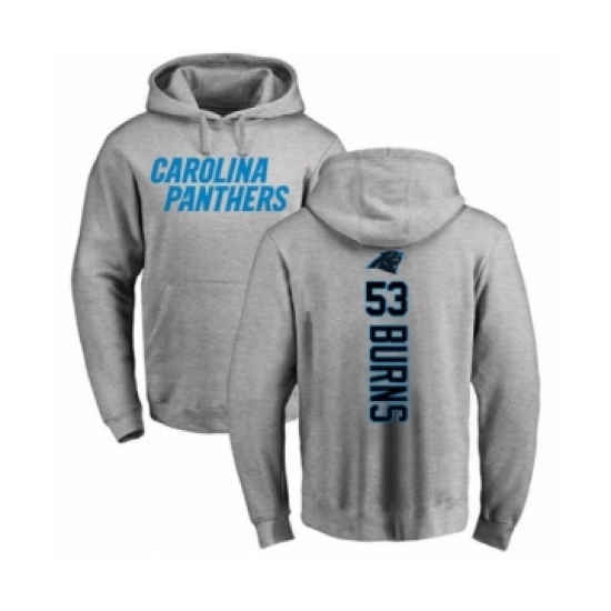 Football Carolina Panthers #53 Brian Burns Ash Backer Pullover Hoodie - Jersey