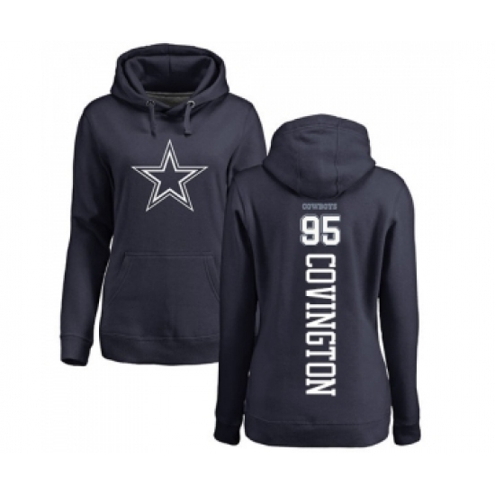 Football Women's Dallas Cowboys #95 Christian Covington Navy Blue Backer Pullover Hoodie - Jersey