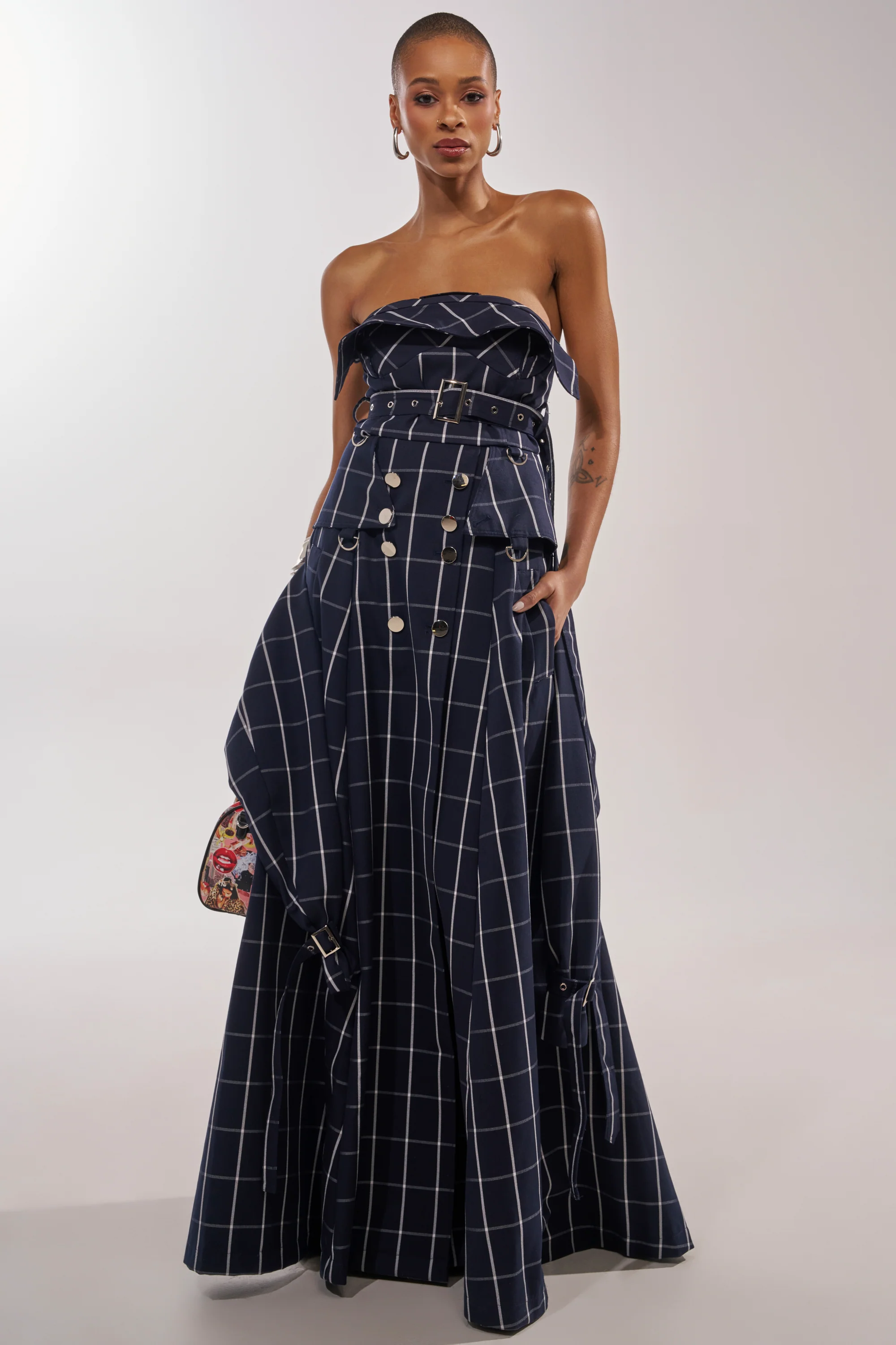 DOWN TO BUSINESS PLAID MAXI DRESS - Akira Wear