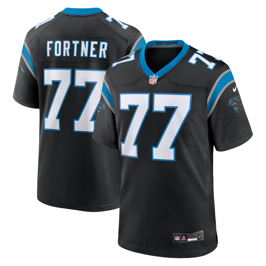 Men's Carolina Panthers Luke Fortner Nike Black Team Game Jersey - Jersey