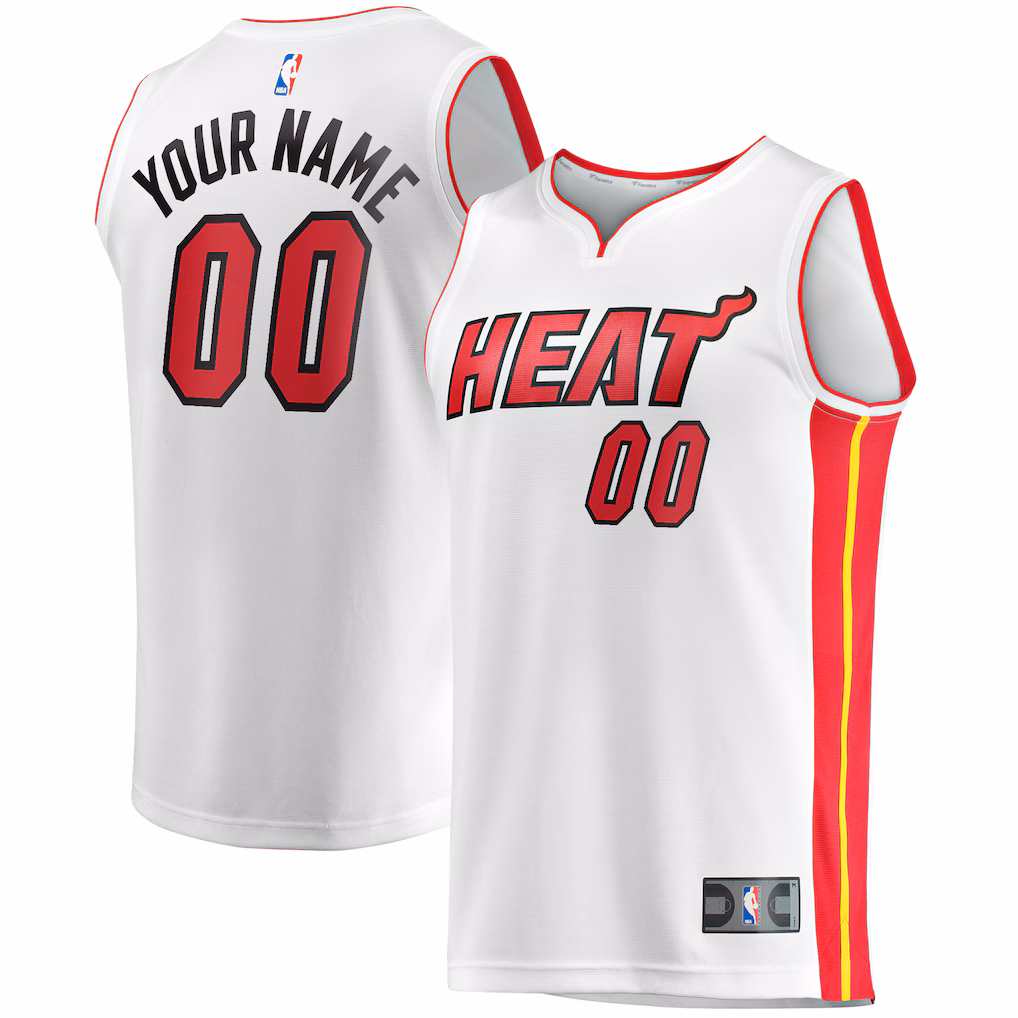 Men's Miami Heat Fanatics White Fast Break Custom Replica Jersey - Association Edition - Jersey