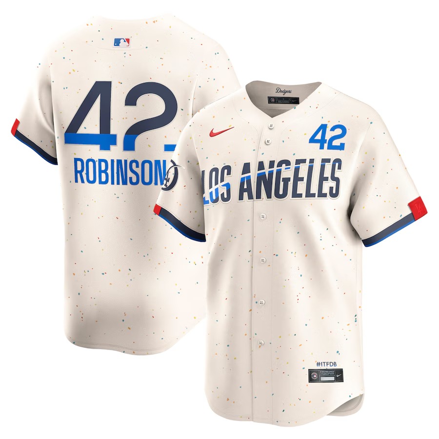 Men's Los Angeles Dodgers Jackie Robinson Nike Cream City Connect Limited Player Jersey - Jersey