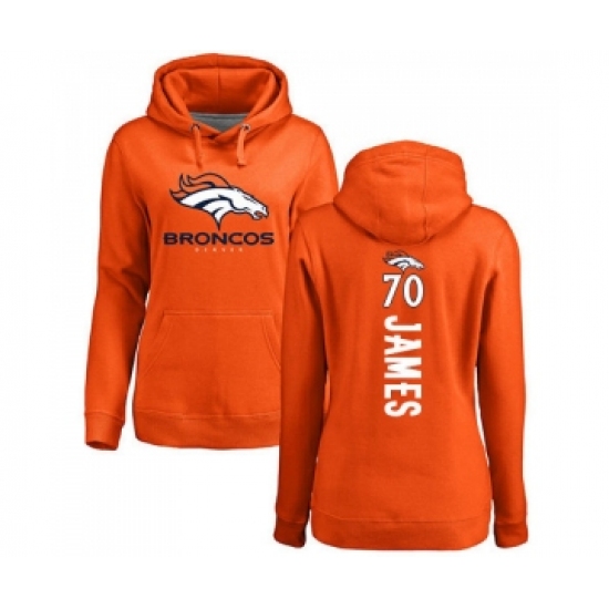 Football Women's Denver Broncos #70 Ja'Wuan James Orange Backer Pullover Hoodie - Jersey