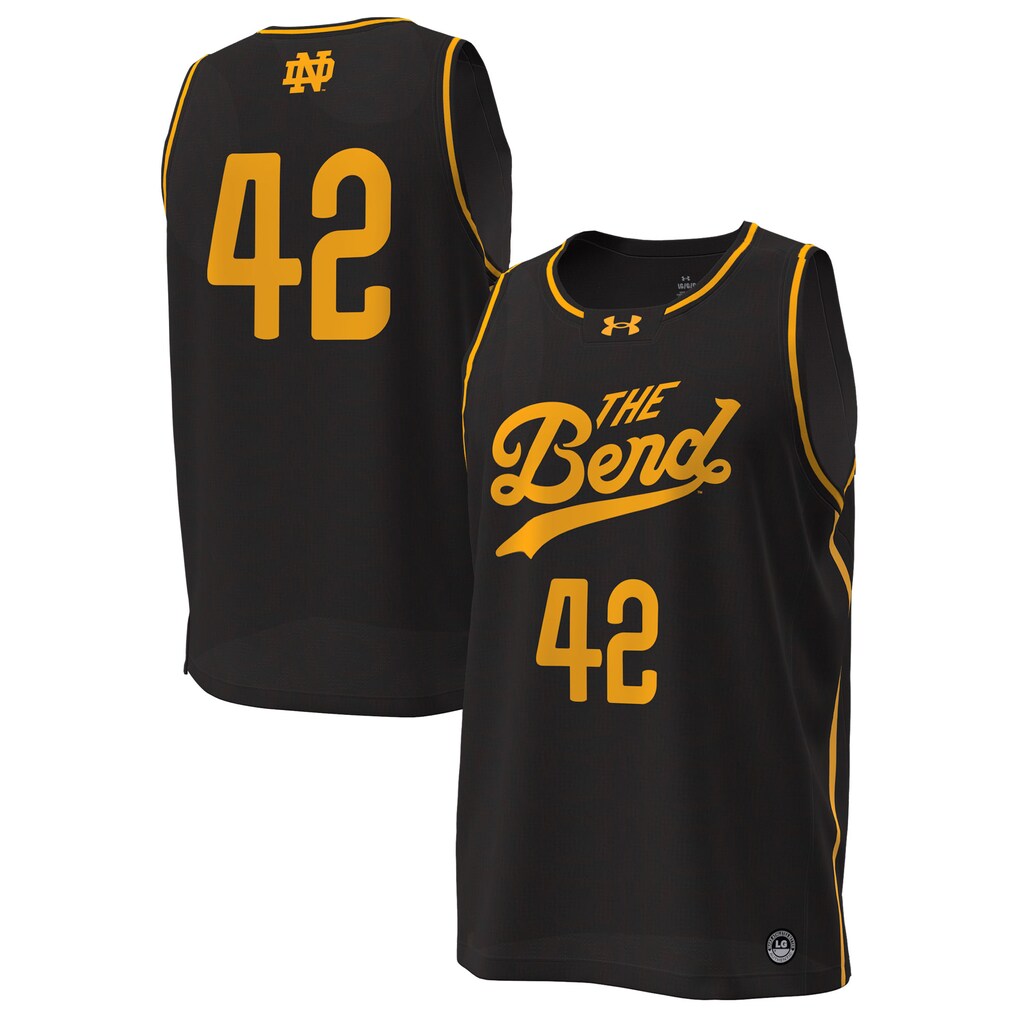Men's Under Armour #42 Black Notre Dame Fighting Irish The Bend Replica Basketball Jersey - Jersey