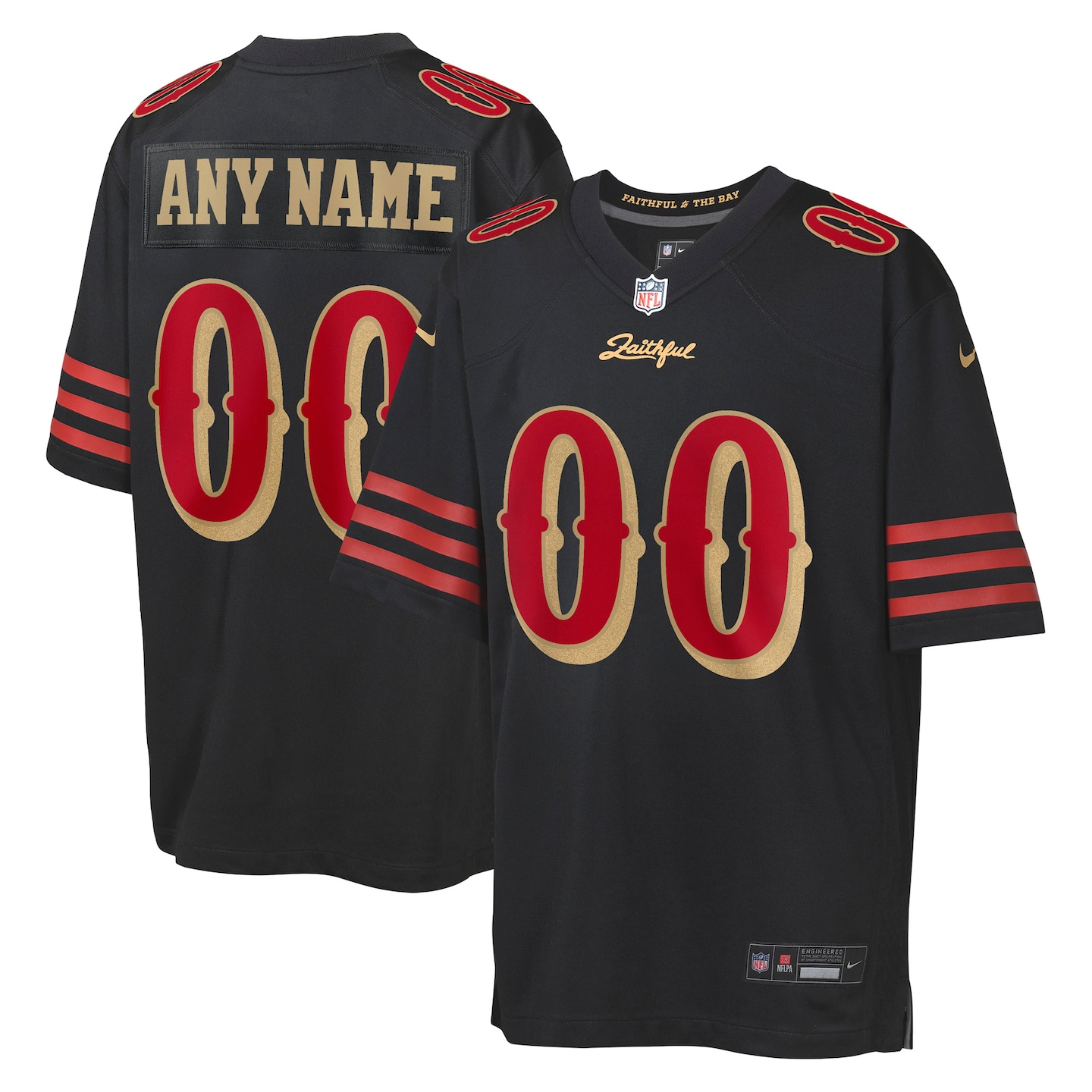 Youth San Francisco 49ers Nike Black 2025 Rivalries Collection Custom Game Jersey - Jersey