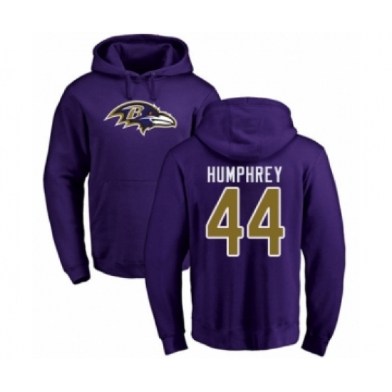 Football Baltimore Ravens #44 Marlon Humphrey Purple Name & Number Logo Pullover Hoodie - Jersey
