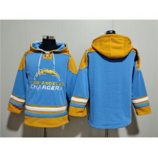 Men's Los Angeles Chargers Blank Blue Ageless Must-Have Lace-Up Pullover Hoodie - Jersey