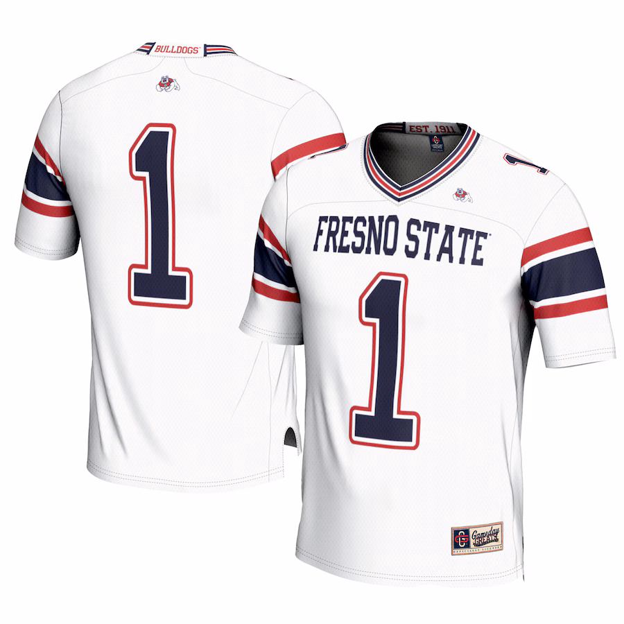 Men's GameDay Greats #1 White Fresno State Bulldogs Football Jersey - Jersey