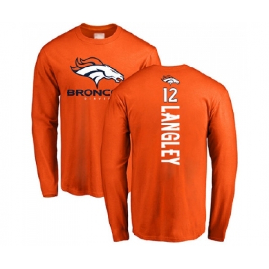 Football Denver Broncos #12 Brendan Langley Orange Backer Long Sleeve T-Shirt - Jersey