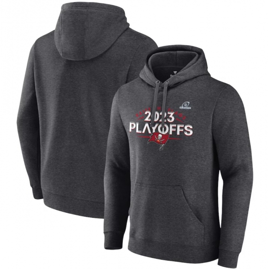 Men's Tampa Bay Buccaneers Heather Charcoal 2023 Playoffs Fleece Pullover Hoodie - Jersey
