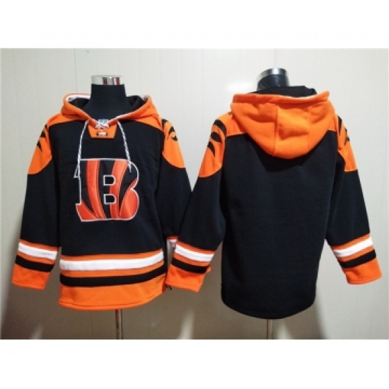 Men's Cincinnati Bengals Blank Orange Black Ageless Must-Have Lace-Up Pullover Hoodie - Jersey