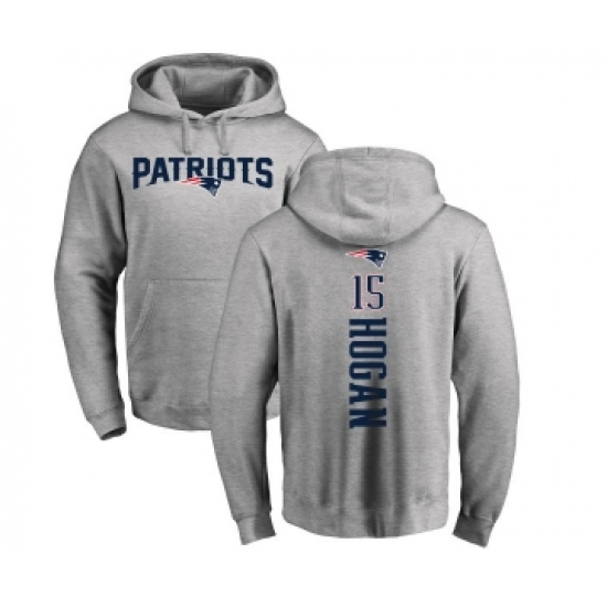 Football New England Patriots #15 Chris Hogan Ash Backer Pullover Hoodie - Jersey
