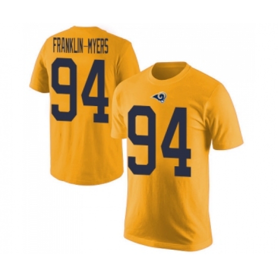 Men's Los Angeles Rams #94 John Franklin-Myers Gold Rush Pride Name & Number T-Shirt - Jersey