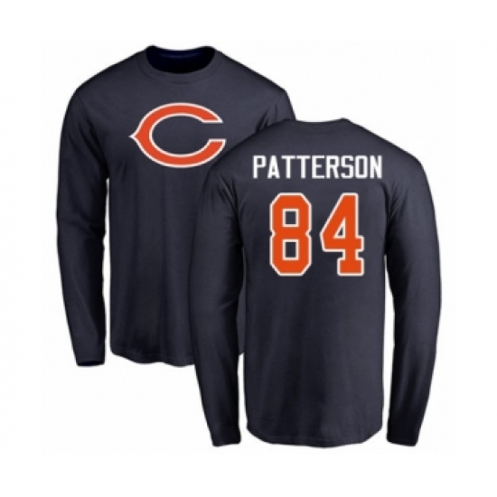 Football Chicago Bears #84 Cordarrelle Patterson Navy Blue Name & Number Logo Long Sleeve T-Shirt - Jersey