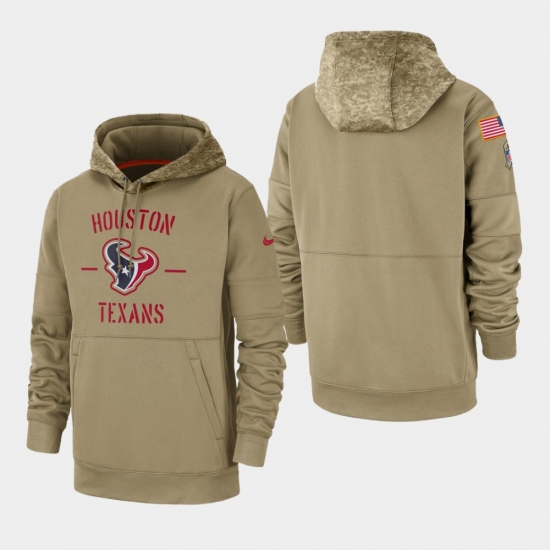 Men's Houston Texans Tan 2019 Salute to Service Sideline Therma Pullover Hoodie - Jersey
