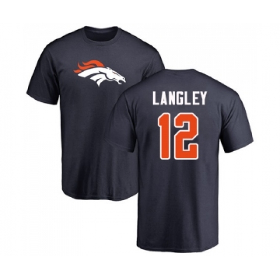 Football Denver Broncos #12 Brendan Langley Navy Blue Name & Number Logo T-Shirt - Jersey