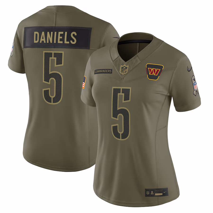Women's Washington Commanders Jayden Daniels Nike Olive 2025 Salute to Service Limited Jersey - Jersey