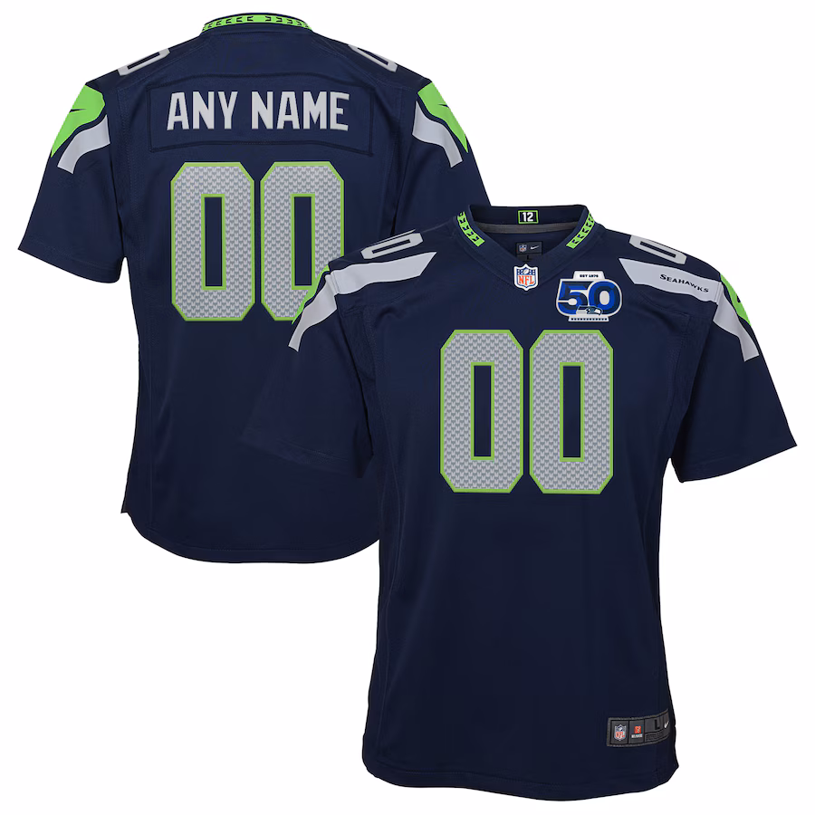 Youth Seattle Seahawks Nike College Navy 50th Season Team Custom Game Jersey - Jersey
