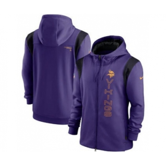 Men's Minnesota Vikings 2021 Purple Sideline Team Performance Full-Zip Hoodie - Jersey