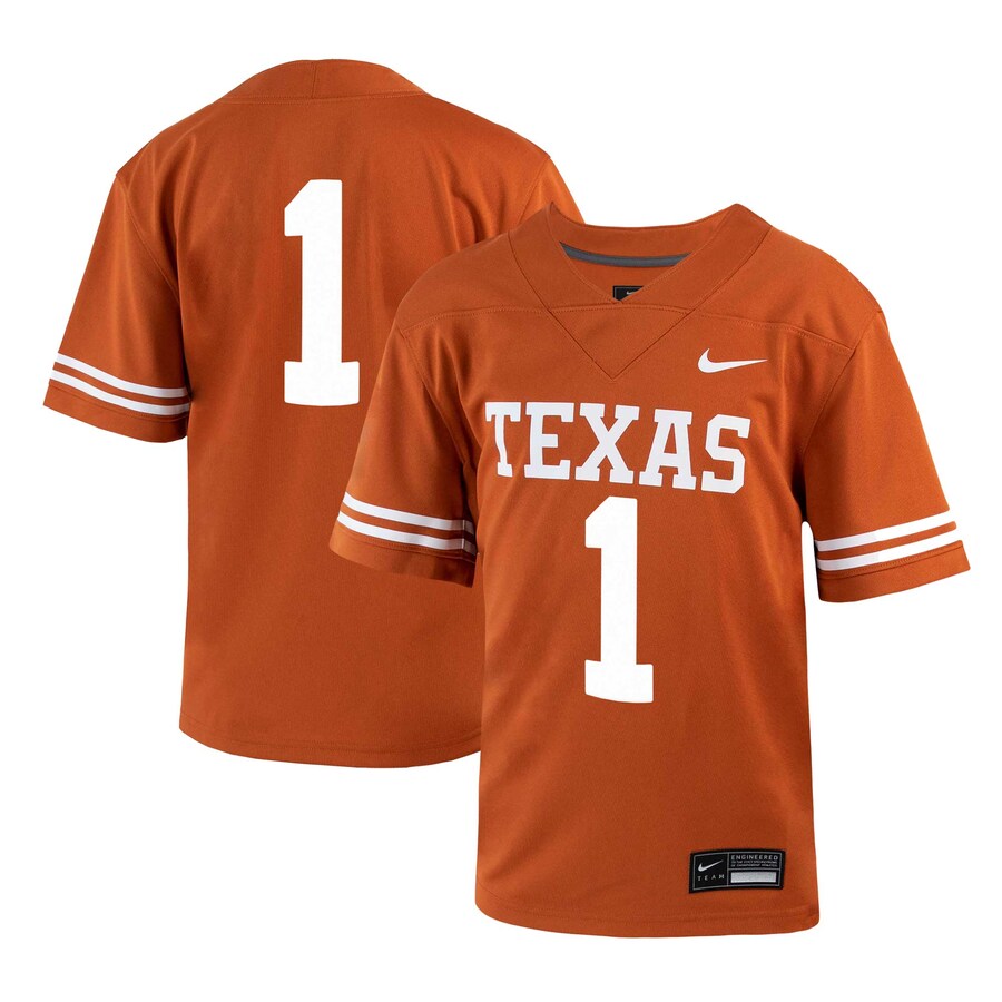 Youth Nike #1 Texas Orange Texas Longhorns 1st Armored Division Old Ironsides Untouchable Football Jersey - Jersey