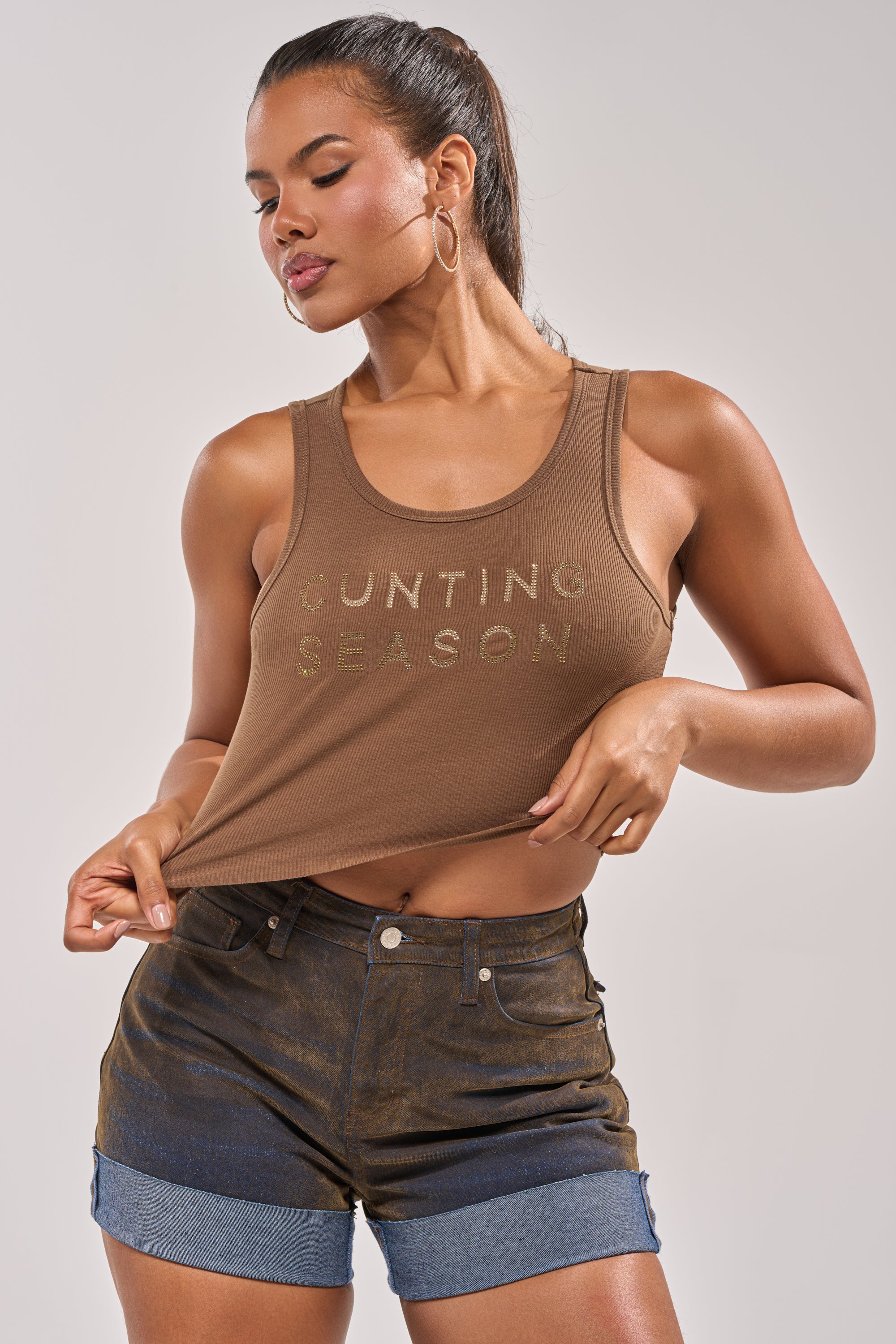 CNTING SZN RHINESTONE RIBBED TANK - Akira Wear