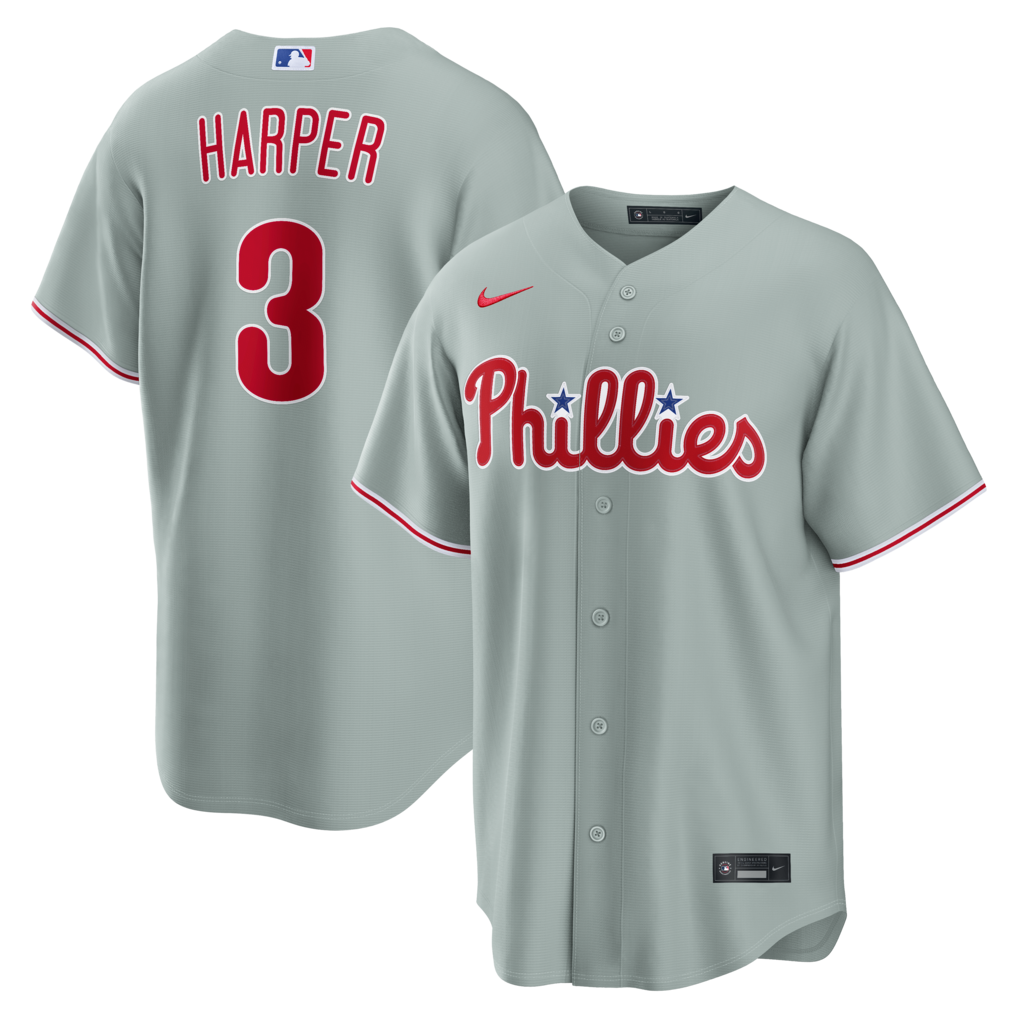 Men's Philadelphia Phillies Bryce Harper Nike Gray Road Replica Jersey - Jersey