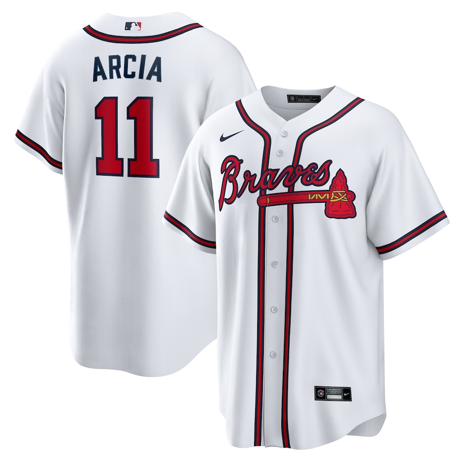Men's Atlanta Braves Orlando Arcia Nike White Home Replica Jersey - Jersey