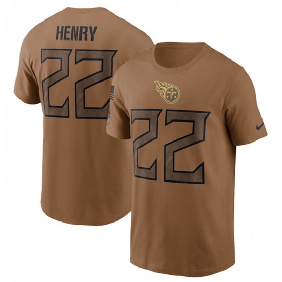 Men's Tennessee Titans #22 Derrick Henry 2023 Brown Salute To Service T Shirt - Jersey