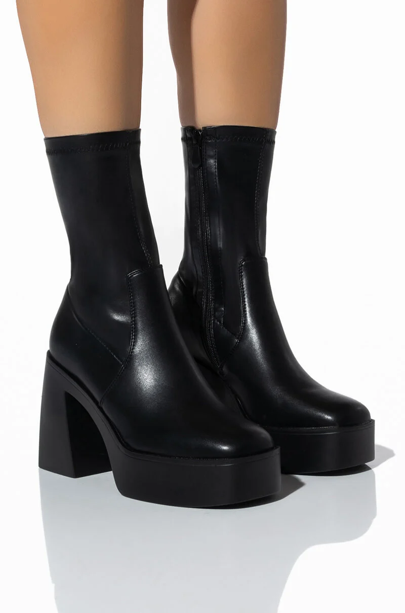 AZALEA WANG DANIELLE CHUNKY BOOTIE WITH 4 WAY STRETCH IN BLACK STRETCH - Akira Wear