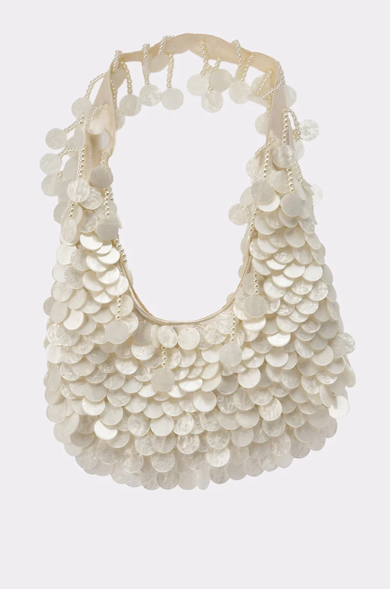 NO WORDS BEADED BAG IN WHITE - Akira Wear