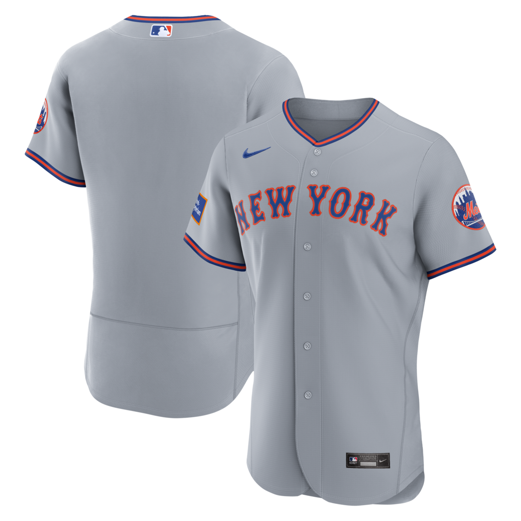 Men's New York Mets Nike Gray Road Sponsor Patch Authentic Jersey - Jersey