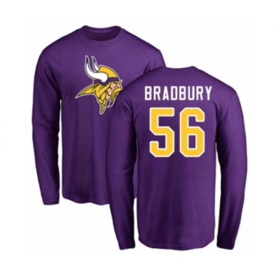 Football Minnesota Vikings #56 Garrett Bradbury Purple Name & Number Logo Long Sleeve T-Shirt - Jersey