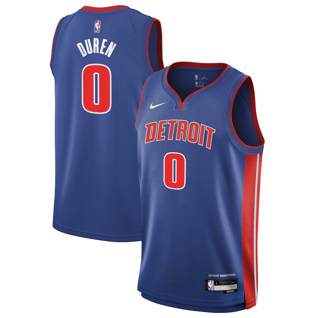 Youth Detroit Pistons Jalen Duren Nike Blue Swingman Jersey - Icon Edition - Jersey