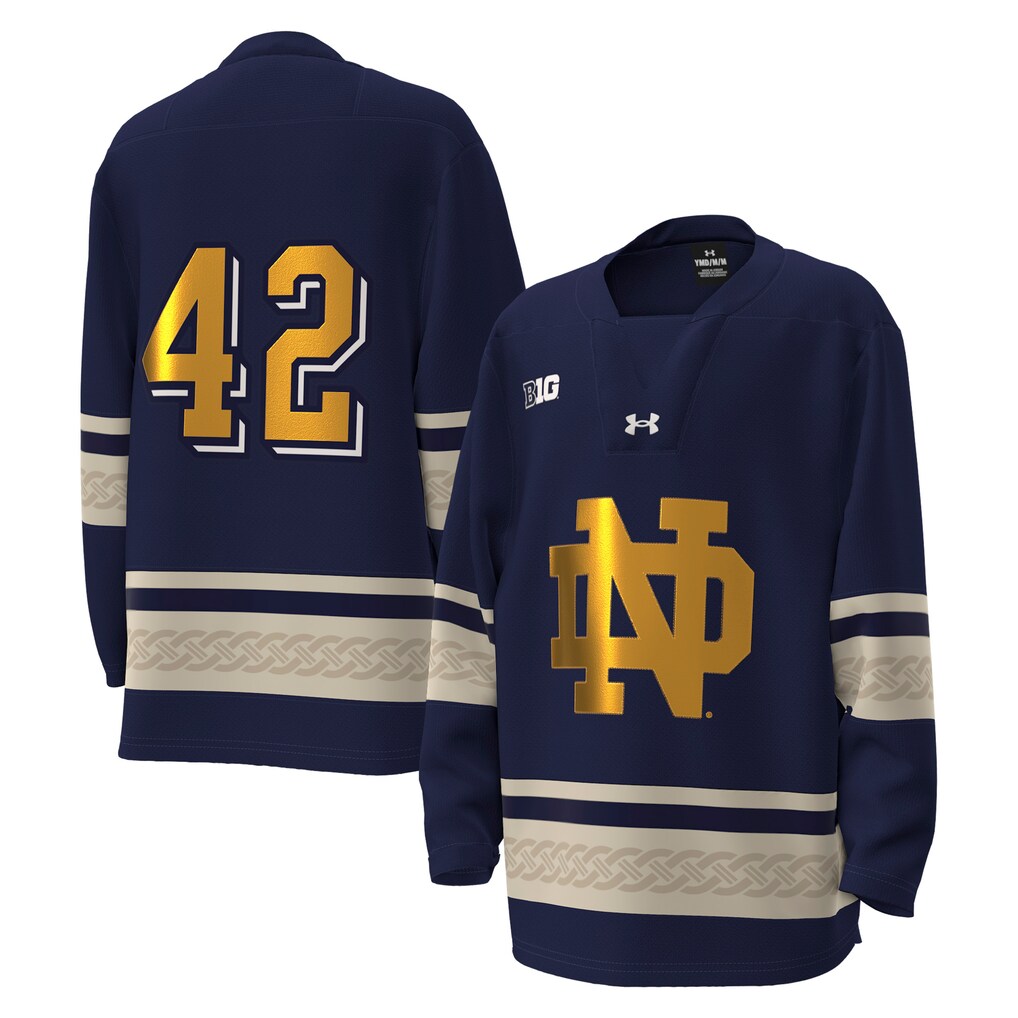 Youth Under Armour #42 Navy Notre Dame Fighting Irish Alternate Replica Hockey Jersey - Jersey