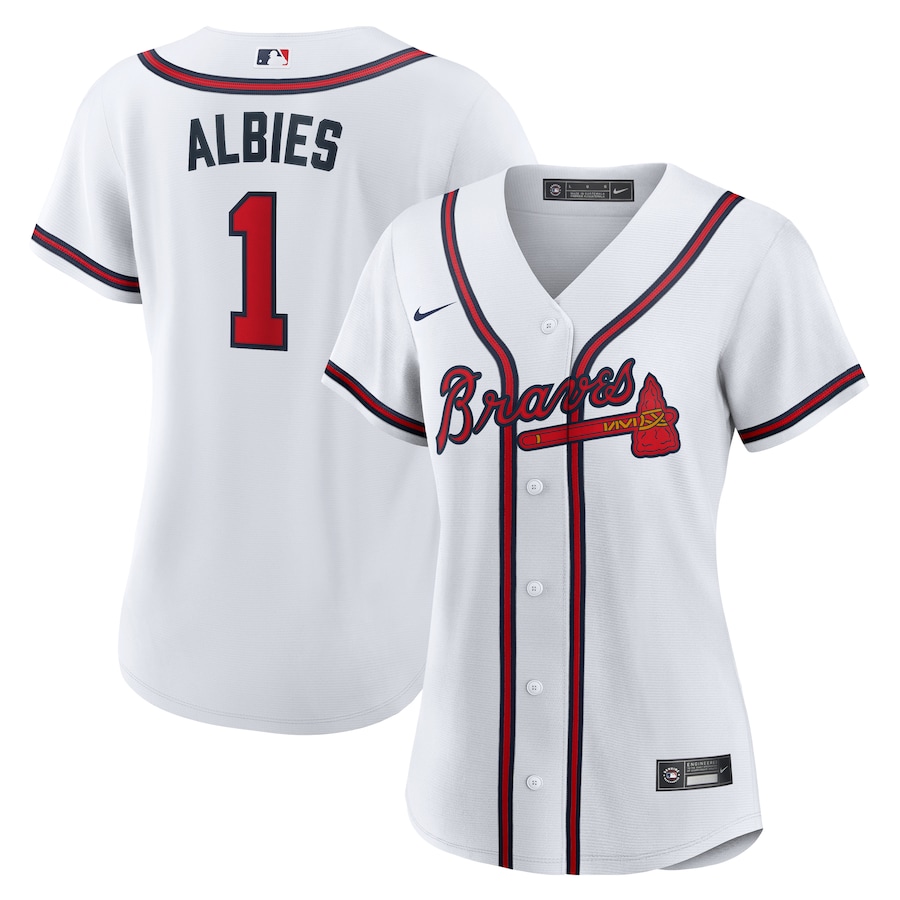Women's Atlanta Braves Ozzie Albies Nike White Home Replica Jersey - Jersey