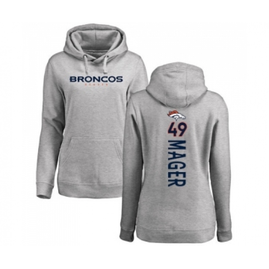 Football Women's Denver Broncos #49 Craig Mager Ash Backer Pullover Hoodie - Jersey