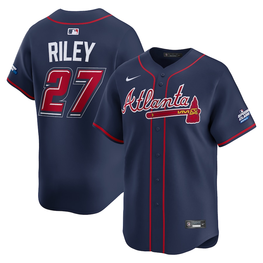 Men's Atlanta Braves Austin Riley Nike Navy 2025 MLB Speedway Classic Alternate Limited Player Jersey - Jersey