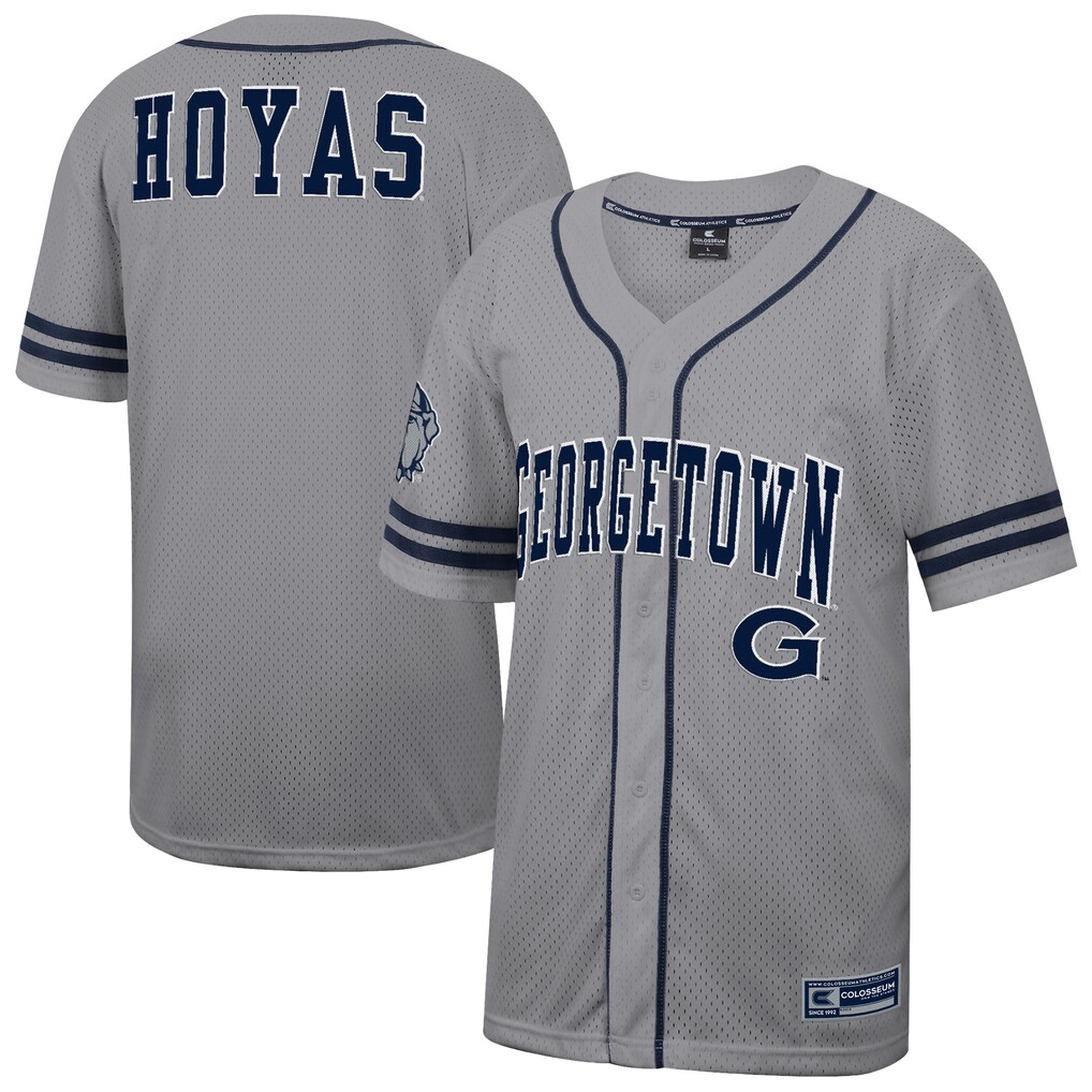 Men's Colosseum Gray Georgetown Hoyas Free Spirited Baseball Jersey - Jersey