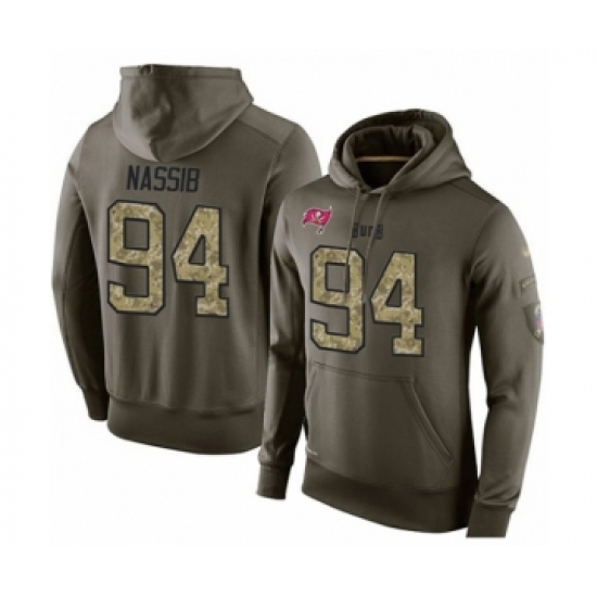 Football Men's Tampa Bay Buccaneers #94 Carl Nassib Green Salute To Service Pullover Hoodie - Jersey