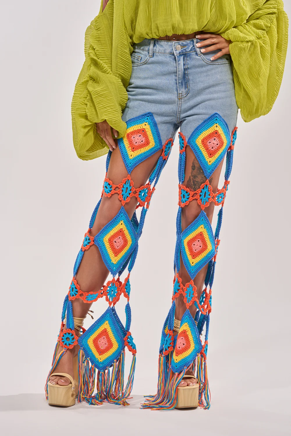 OUT OF OFFICE CROCHET DENIM JEANS - Akira Wear
