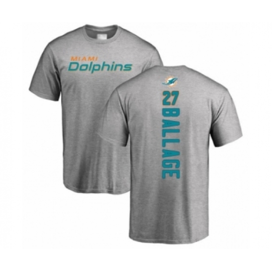 Football Miami Dolphins #27 Kalen Ballage Ash Backer T-Shirt - Jersey