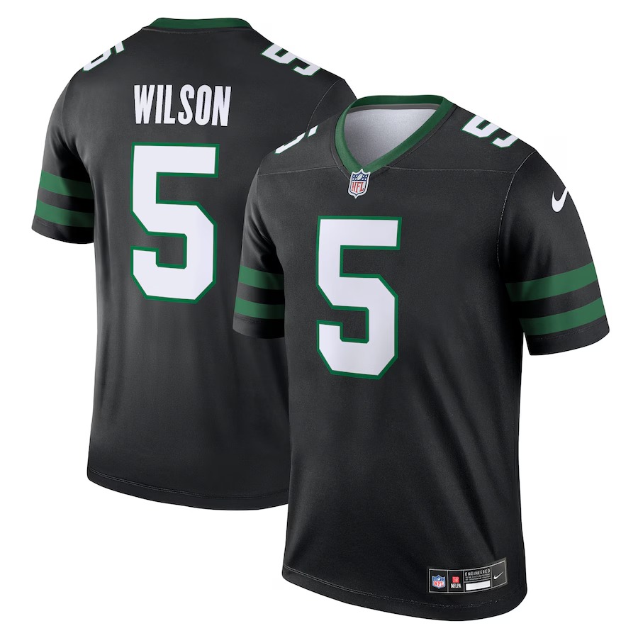 Men's New York Jets Garrett Wilson Nike Black Legend Player Performance Top - Jersey